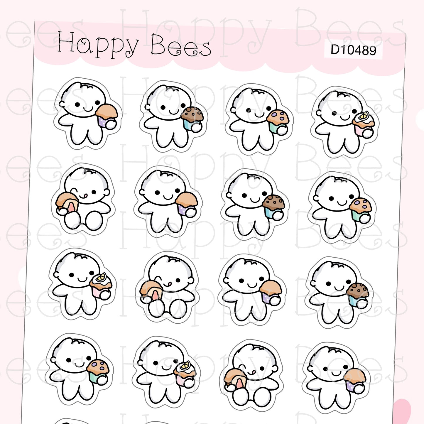 Muffin Doodles - Cute Food Dessert Cake Planner Stickers D10489