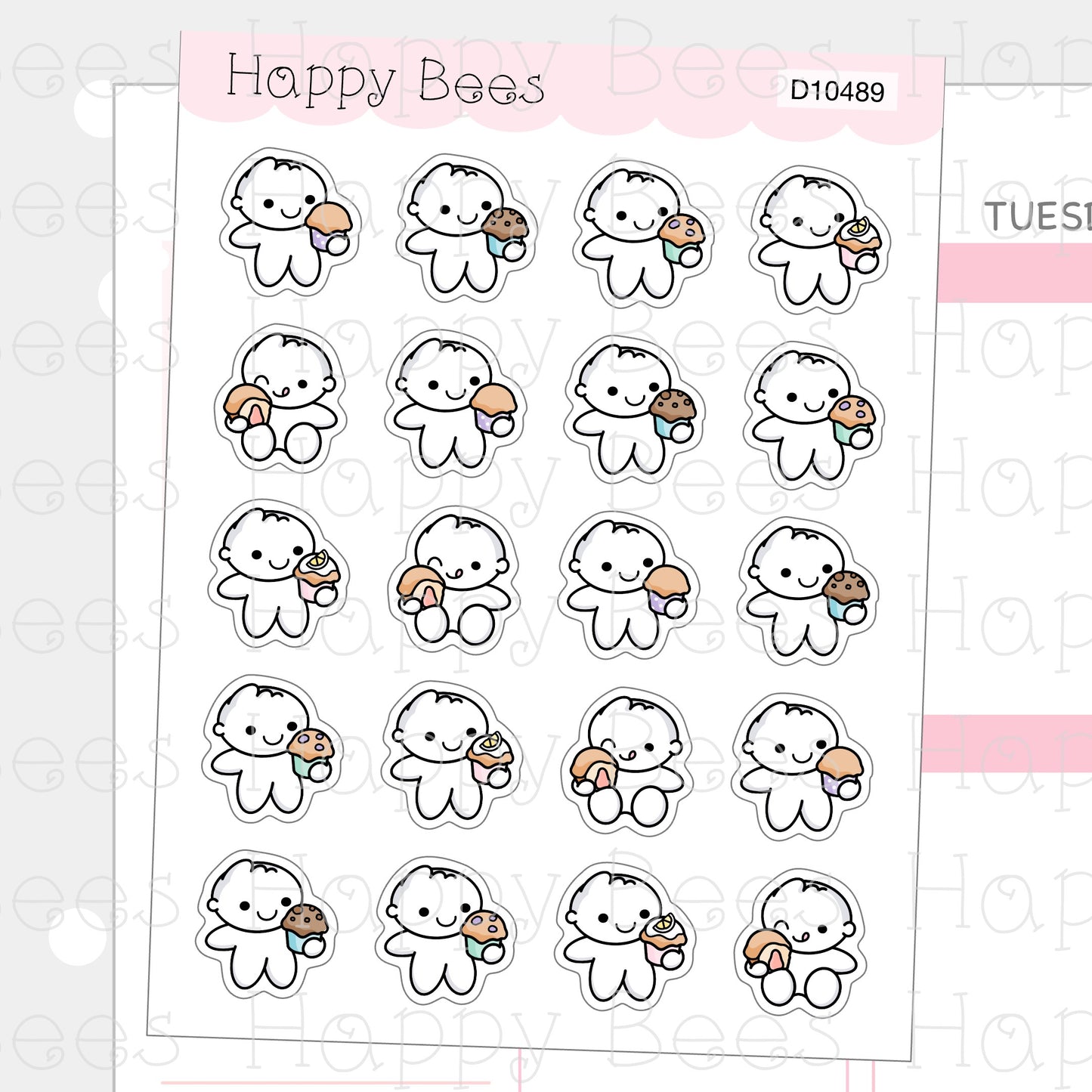 Muffin Doodles - Cute Food Dessert Cake Planner Stickers D10489