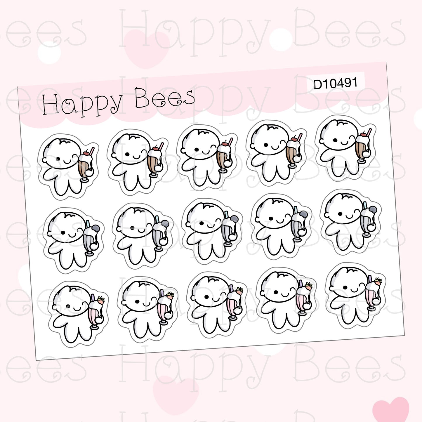 Milkshake Doodles - Cute Dessert Drinks Planner Stickers D10491