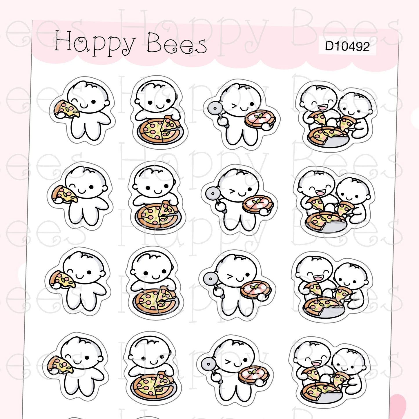 Pizza Time Doodles - Cute Food Pizza Night Planner Stickers D10492