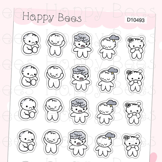 Anxiety Doodles - Cute Stress Feeling Anxious Planner Stickers D10493