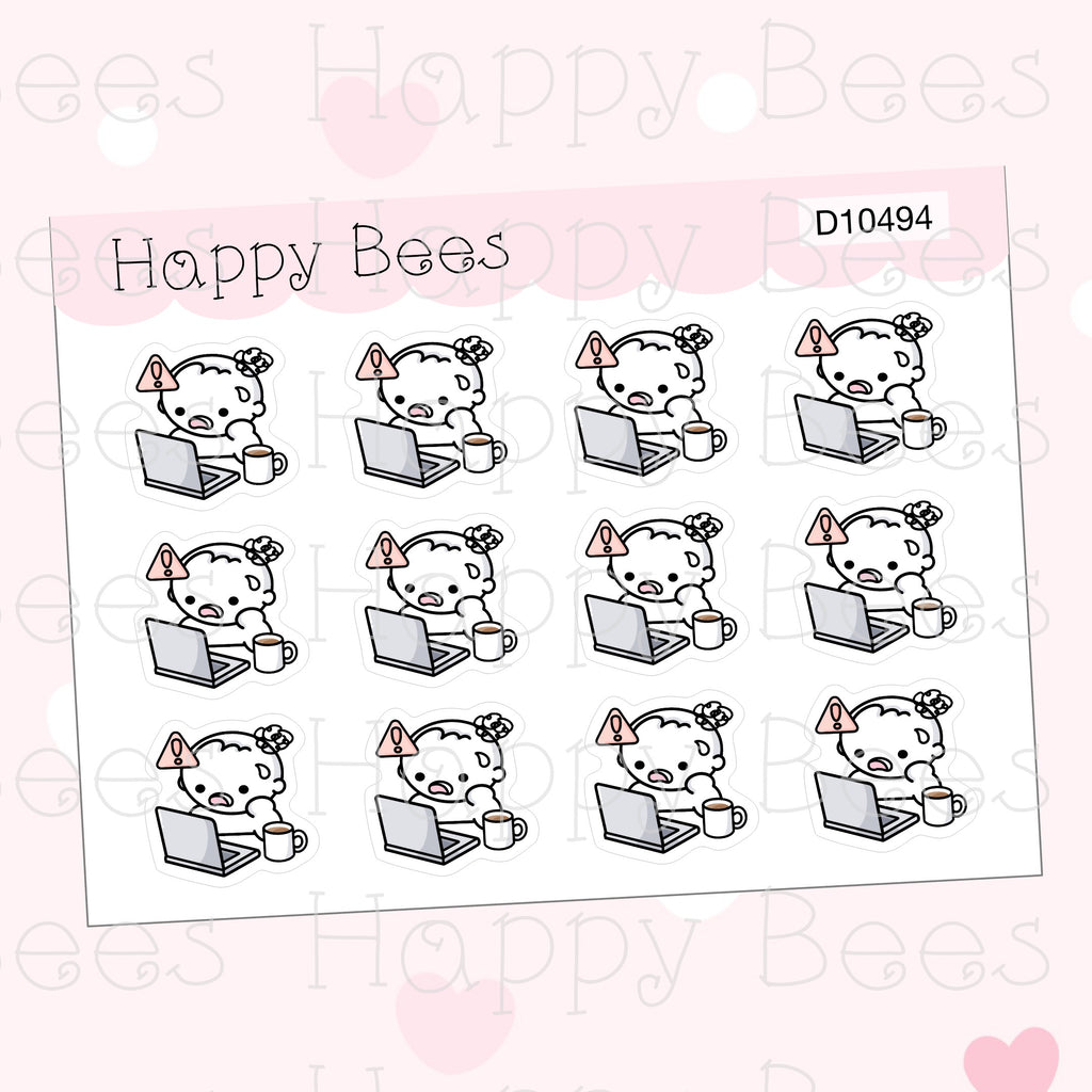 Anxiety at Work Doodles - Cute Mental Health Stress Planner Stickers D10494