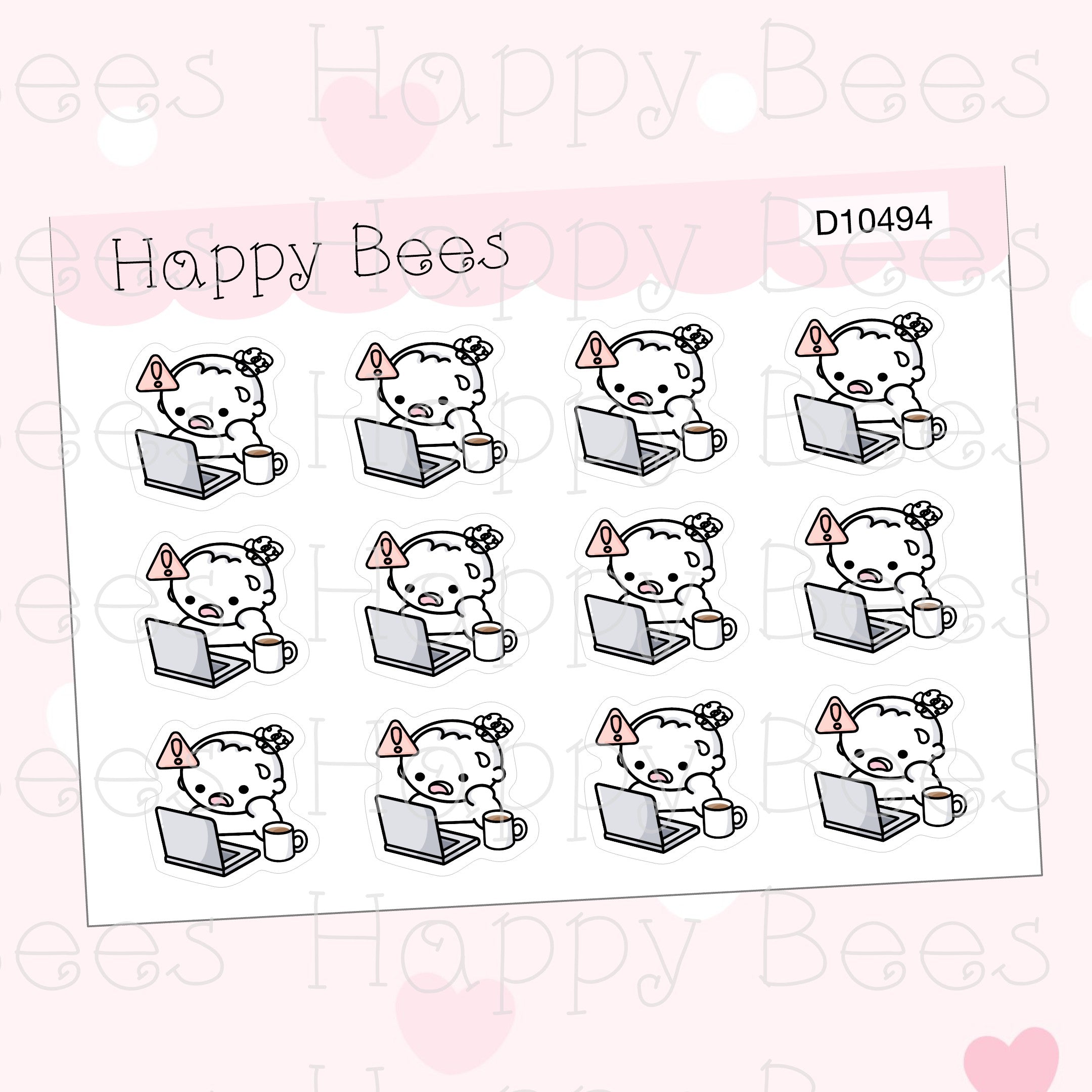 Anxiety at Work Doodles - Cute Mental Health Stress Planner Stickers D10494