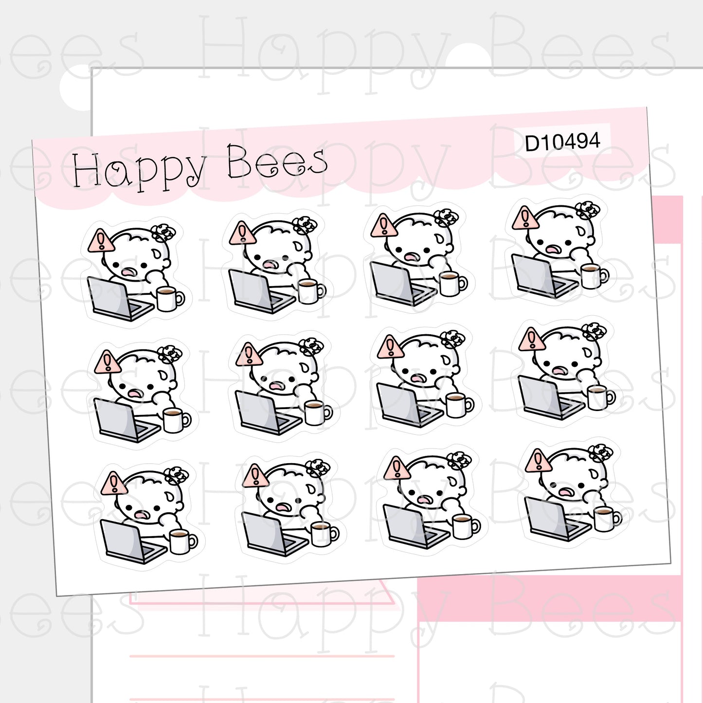 Anxiety at Work Doodles - Cute Mental Health Stress Planner Stickers D10494
