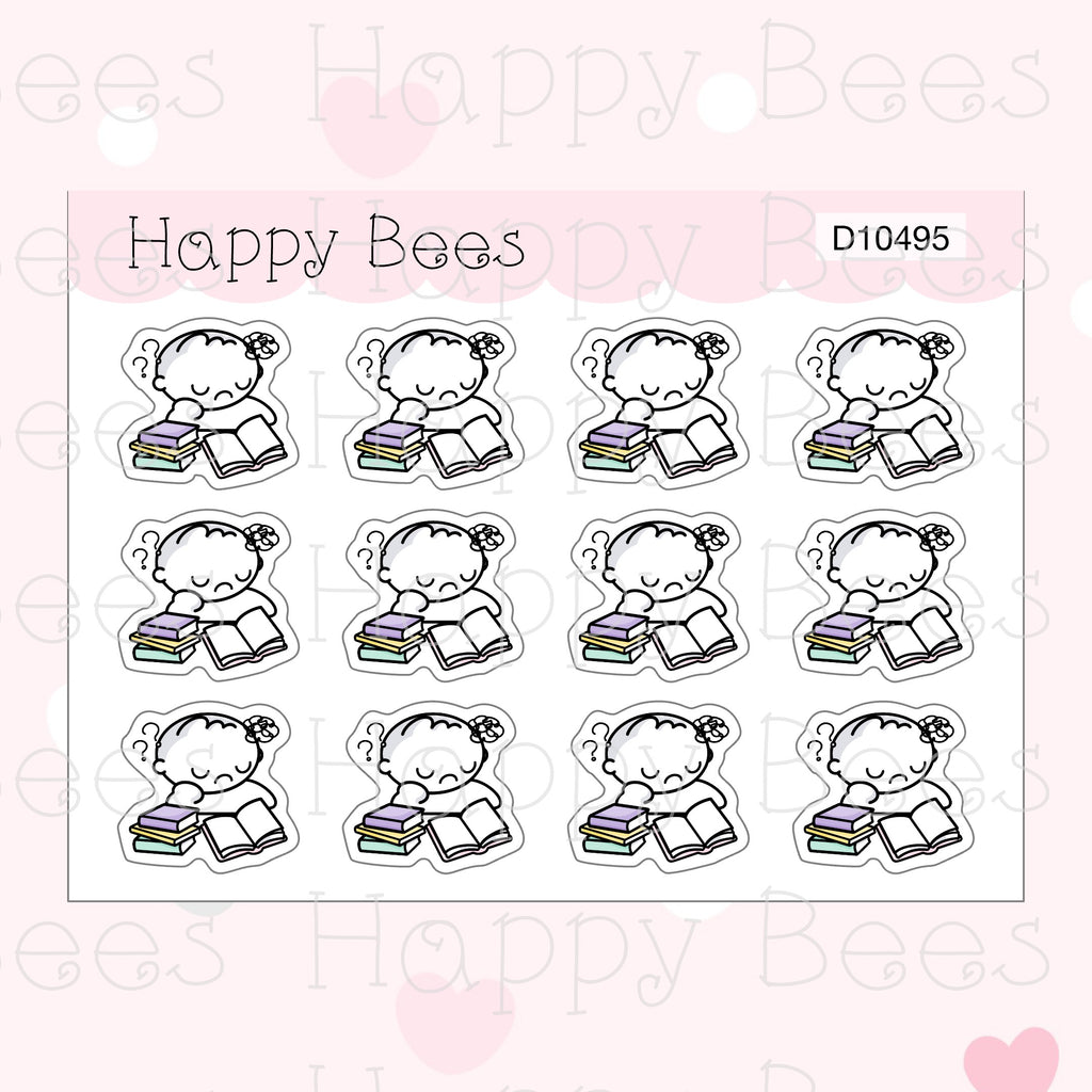 Anxiety at Study Doodles - Cute School Exam Stress Planner Stickers D10495