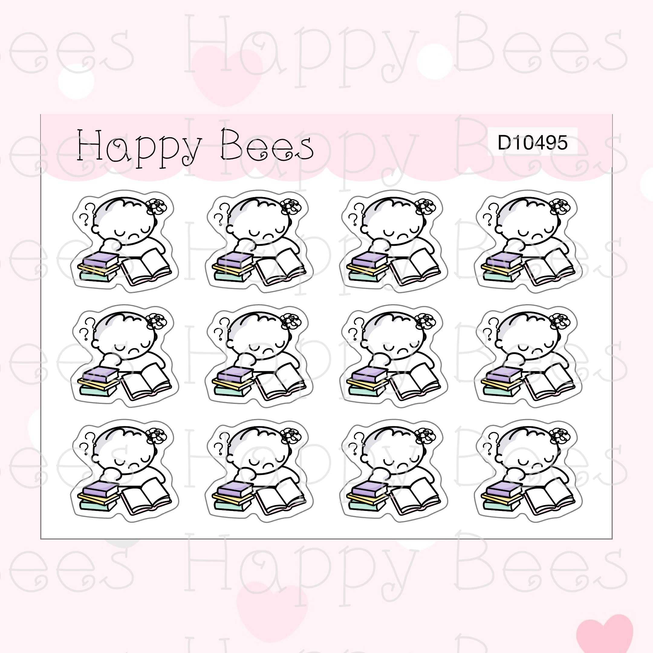 Anxiety at Study Doodles - Cute School Exam Stress Planner Stickers D10495
