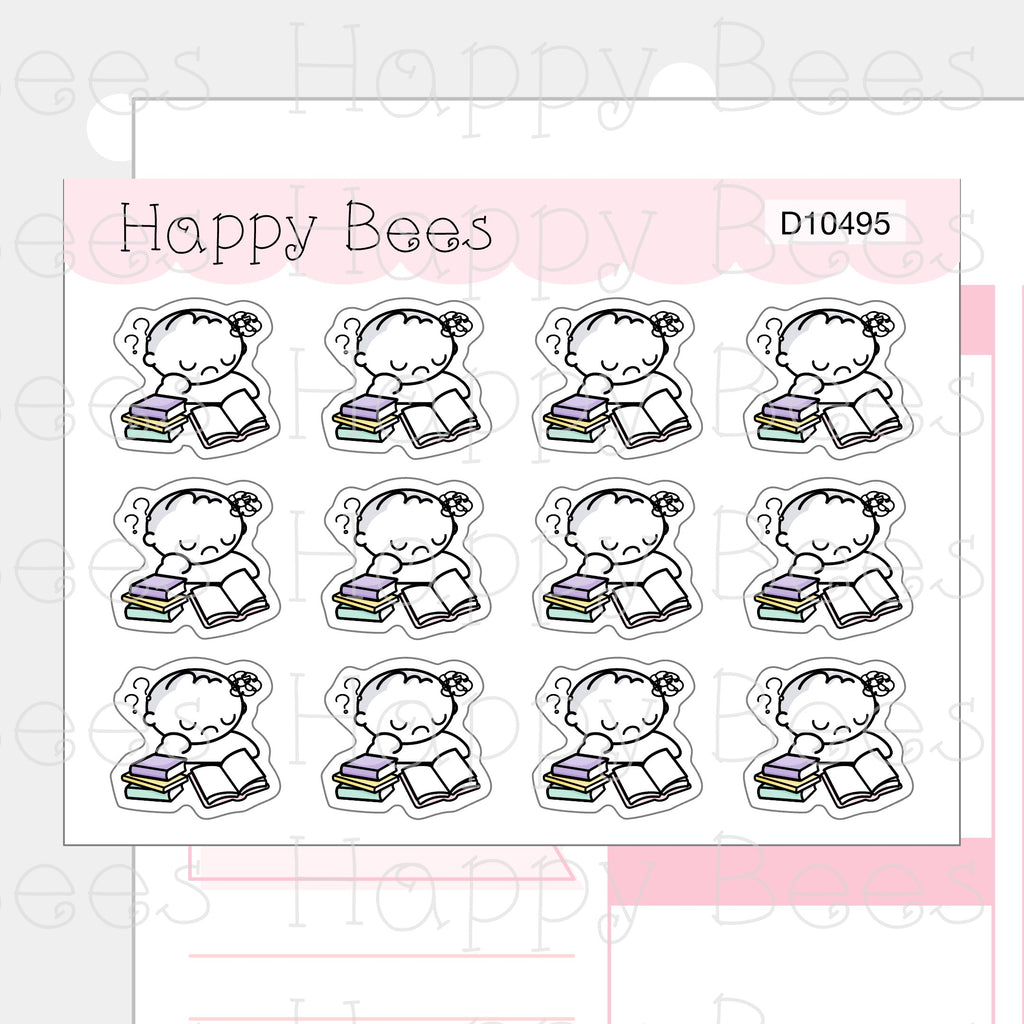 Anxiety at Study Doodles - Cute School Exam Stress Planner Stickers D10495