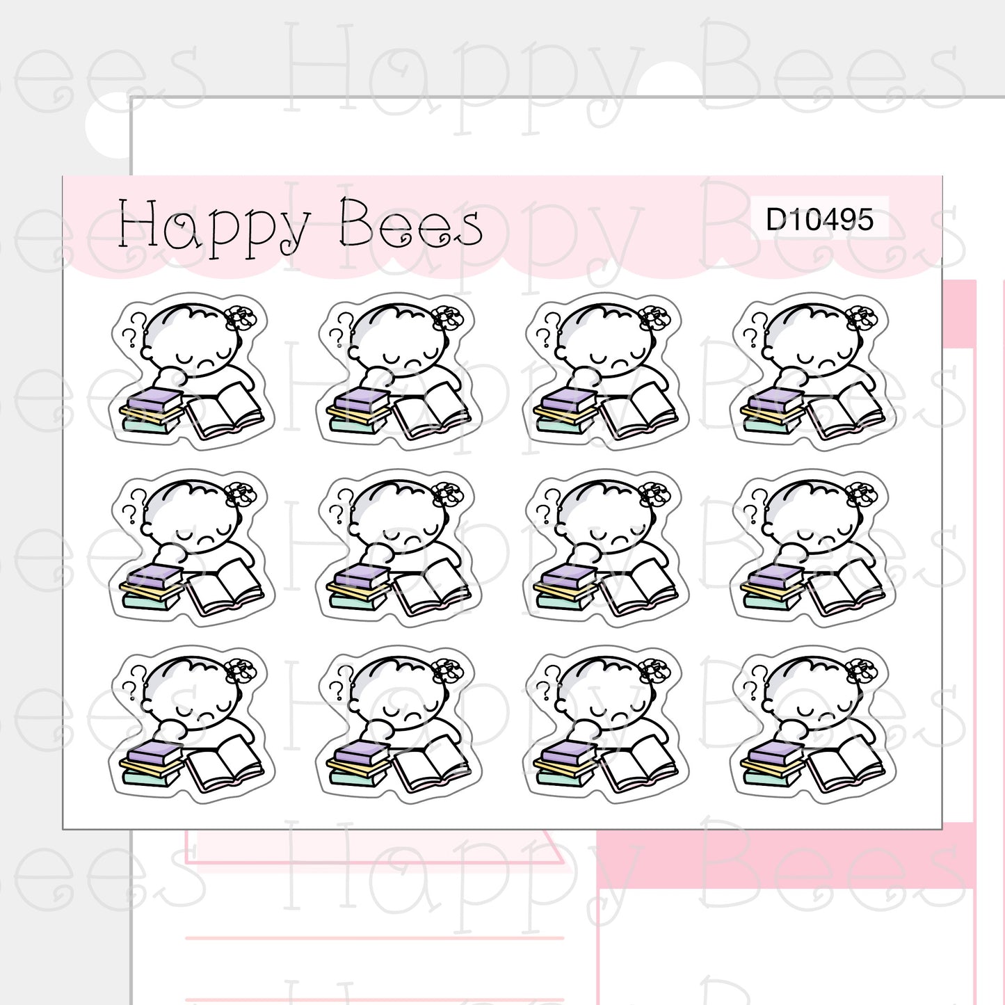 Anxiety at Study Doodles - Cute School Exam Stress Planner Stickers D10495