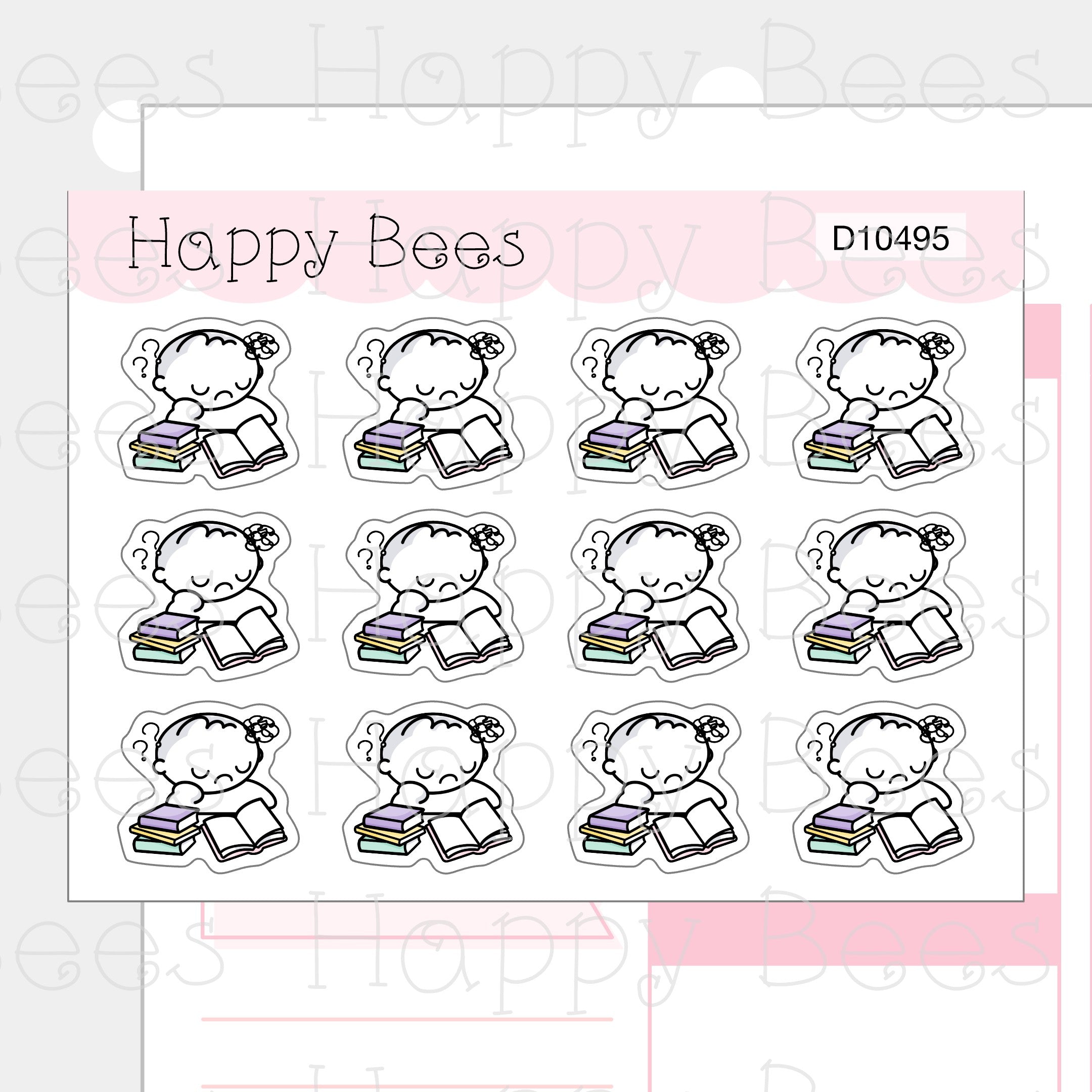 Anxiety at Study Doodles - Cute School Exam Stress Planner Stickers D10495