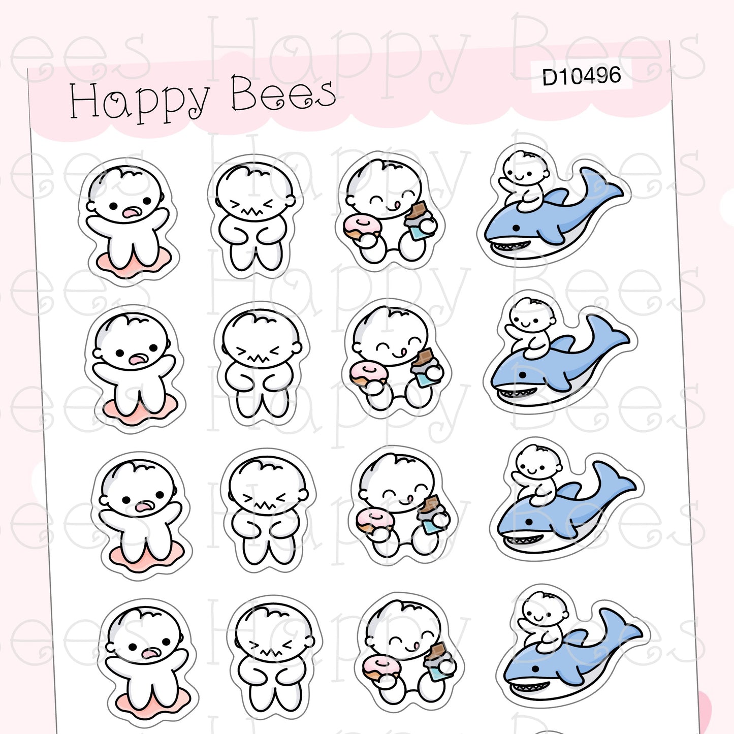 Period Doodles - Cute Shark Week Planner Stickers D10496