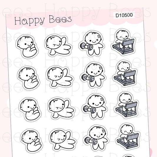 Workout Doodles - Cute Exercise Treadmill Weight Lifting Planner Stickers D10500