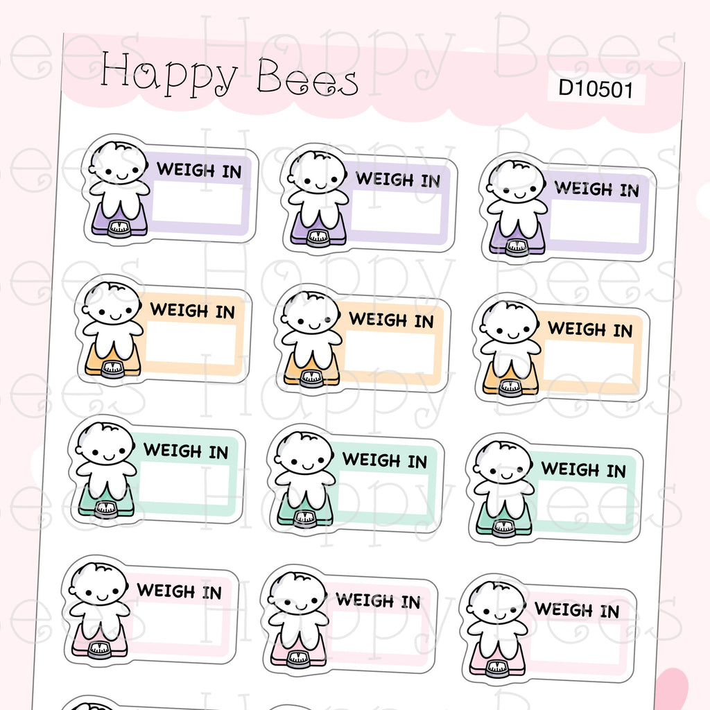 Weight Tracker Doodles - Cute Weigh In Planner Stickers D10501