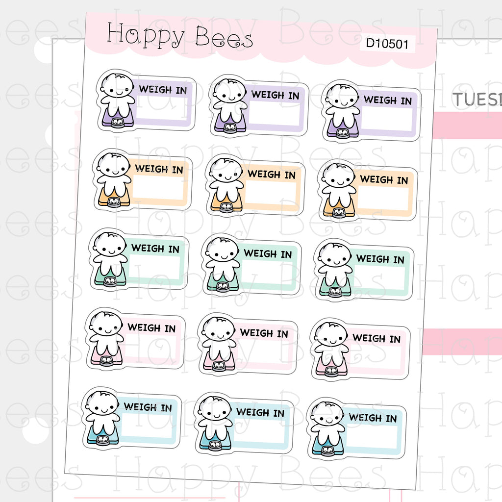 Weight Tracker Doodles - Cute Weigh In Planner Stickers D10501