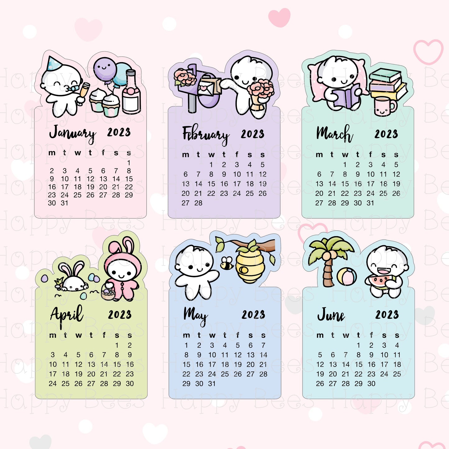 2023 Calendar Die Cut Doodles Vol. 2 - Cute Functional Journal Planner Stickers DC10006