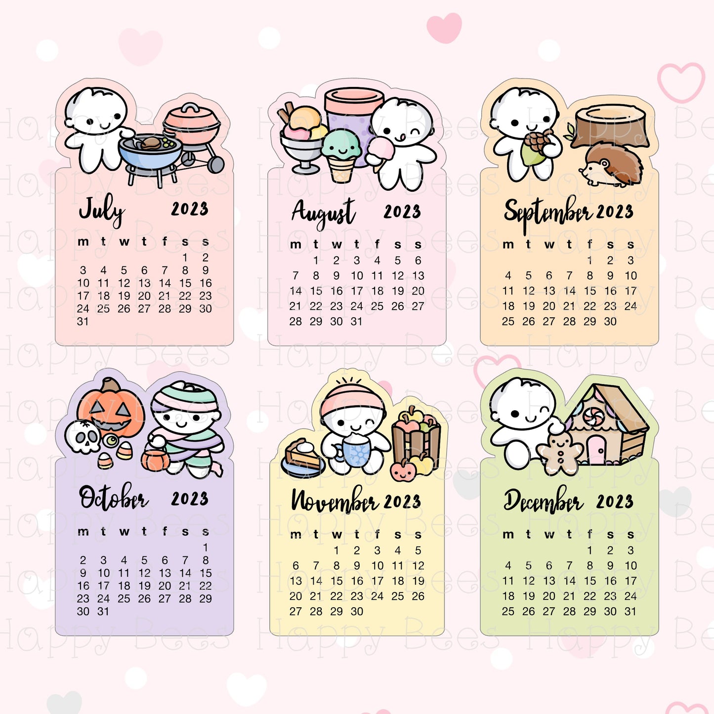 2023 Calendar Die Cut Doodles Vol. 2 - Cute Functional Journal Planner Stickers DC10006