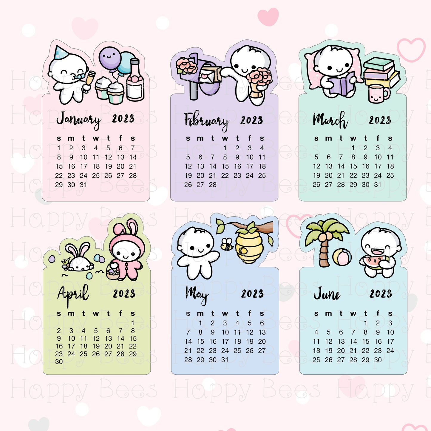 2023 Calendar Die Cut Doodles Vol. 2 - Cute Functional Journal Planner Stickers DC10006