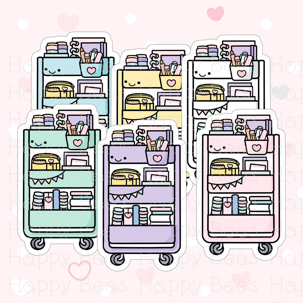 Planner Cart Die Cut Doodles - Cute Bullet Journal Planner Stickers DC10009