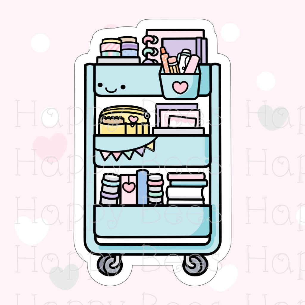 Planner Cart Die Cut Doodles - Cute Bullet Journal Planner Stickers DC10009