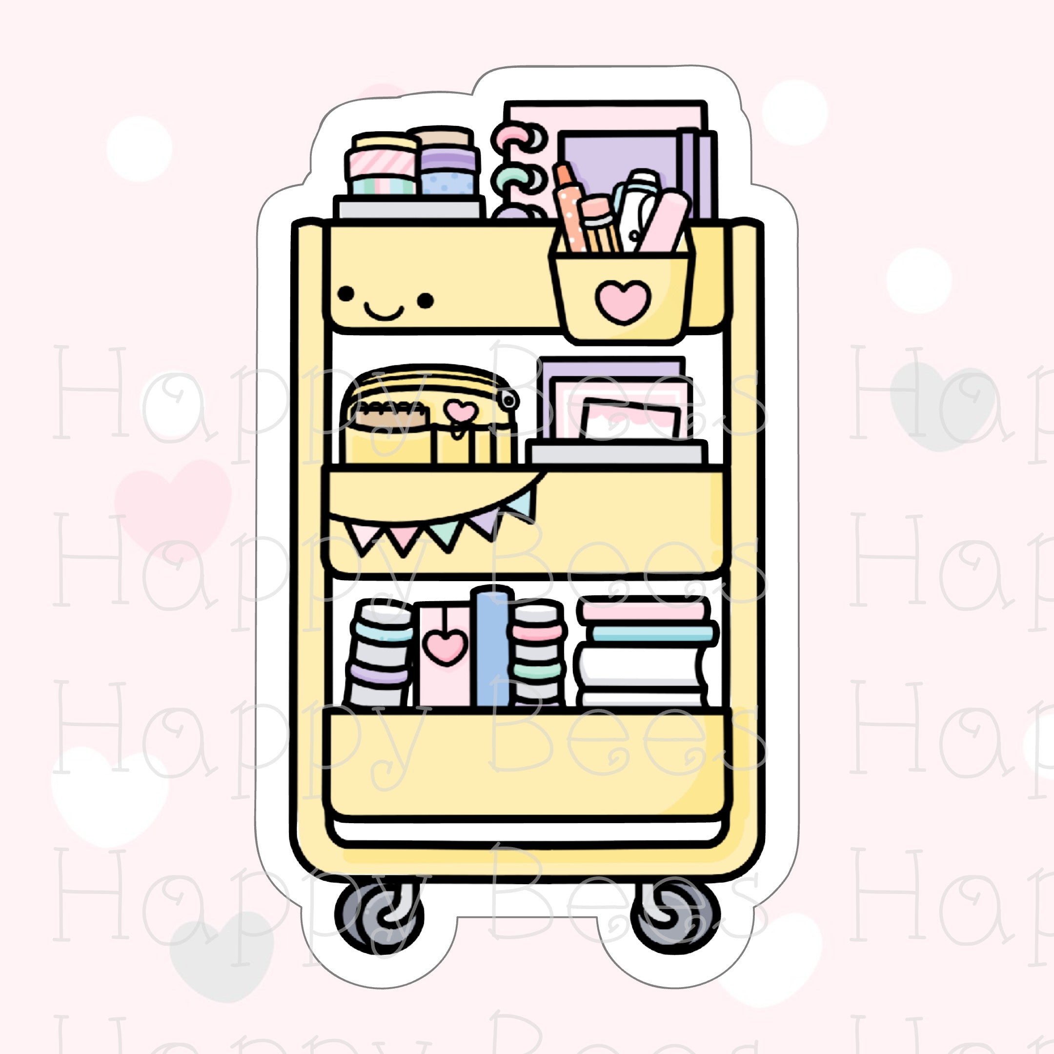 Planner Cart Die Cut Doodles - Cute Bullet Journal Planner Stickers DC10009