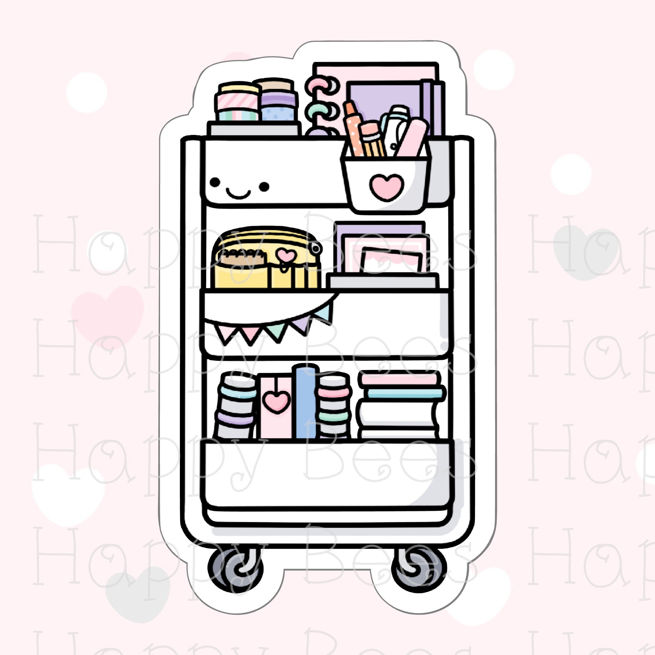 Planner Cart Die Cut Doodles - Cute Bullet Journal Planner Stickers DC10009