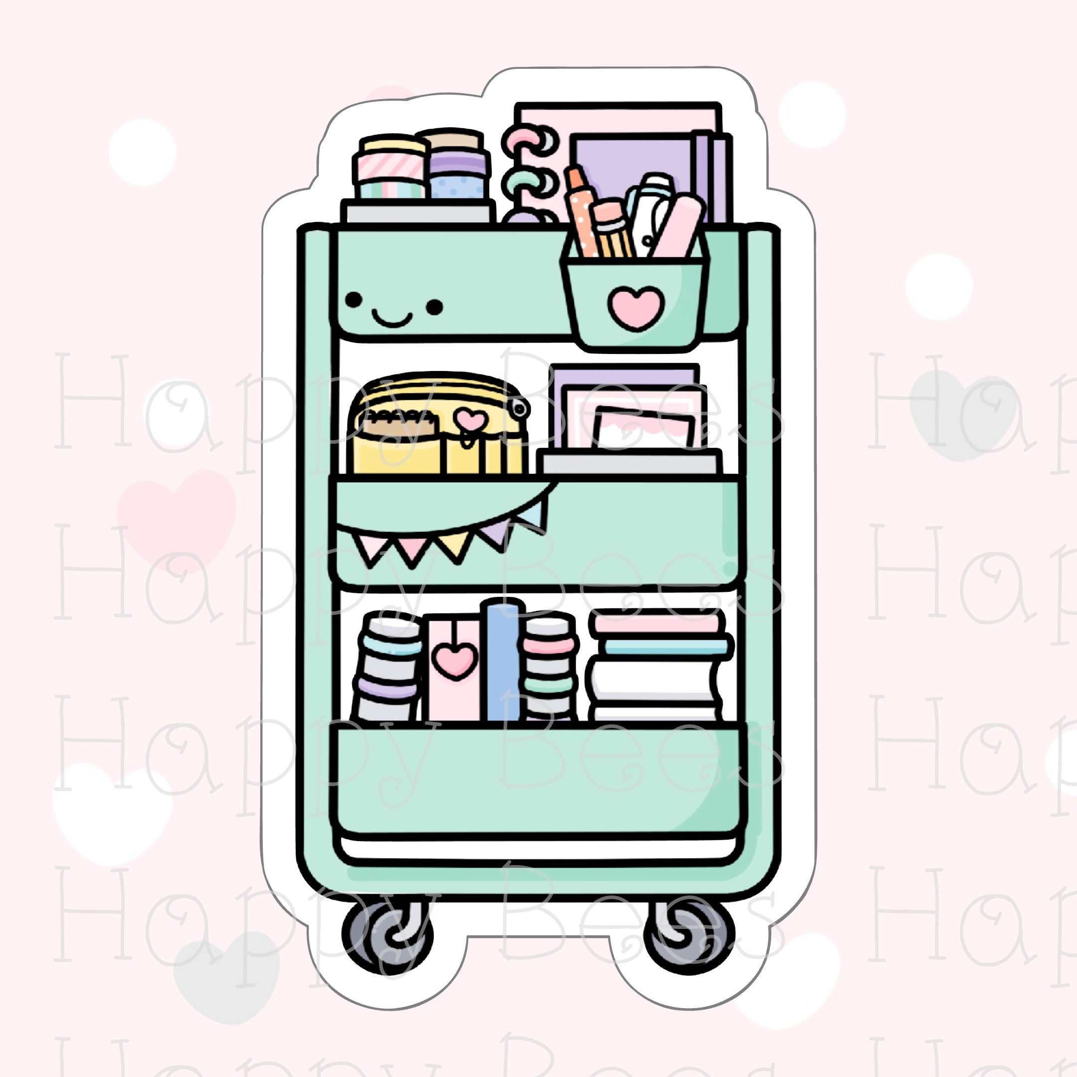 Planner Cart Die Cut Doodles - Cute Bullet Journal Planner Stickers DC10009