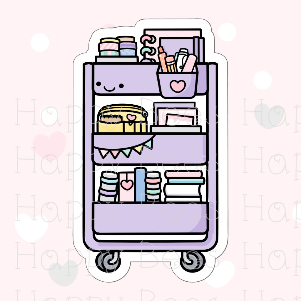Planner Cart Die Cut Doodles - Cute Bullet Journal Planner Stickers DC10009