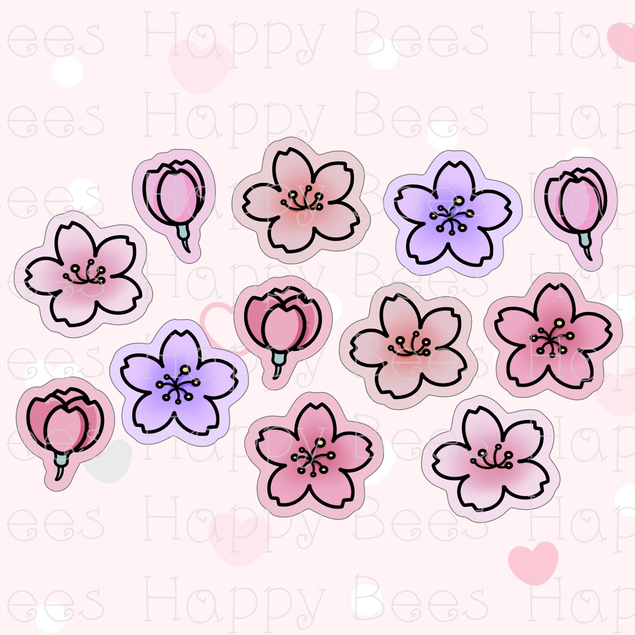 12 pcs Cherry Blossom Flake Stickers - Cute Doodles Bullet Journal Pla ...