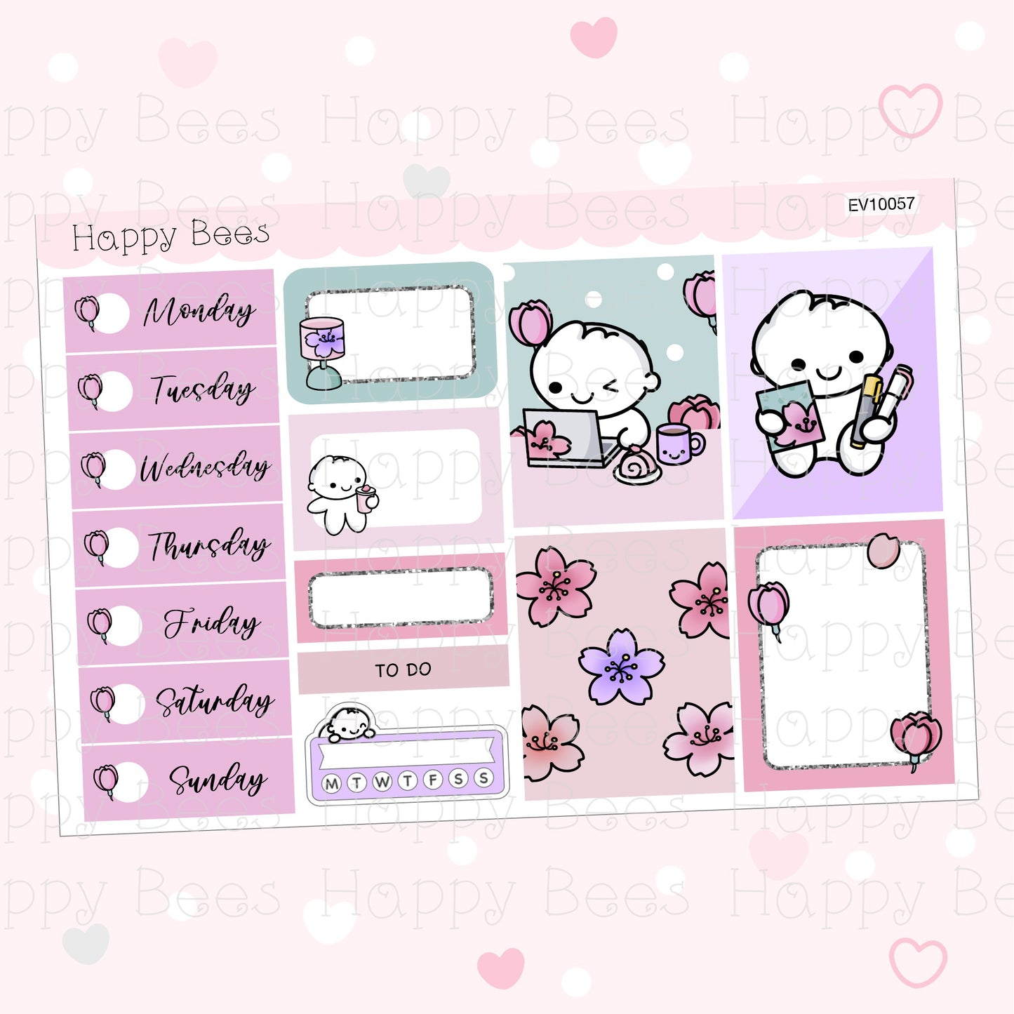 Cherry Blossom - Vertical Weekly Planner Sticker Kit EV10057