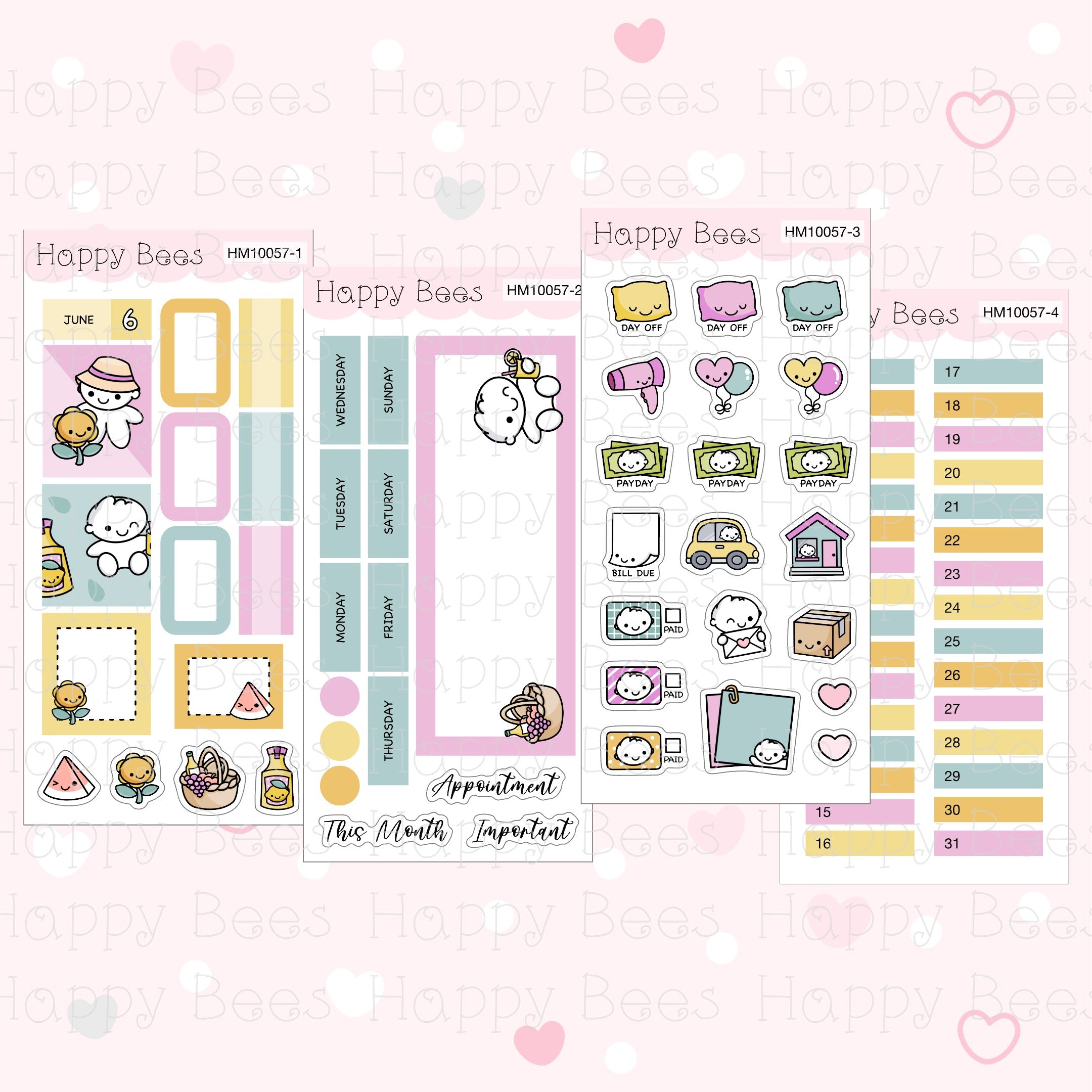 January to June - Hobonichi Weeks Monthly Planner Sticker Kit HM10051-53 / 55-57