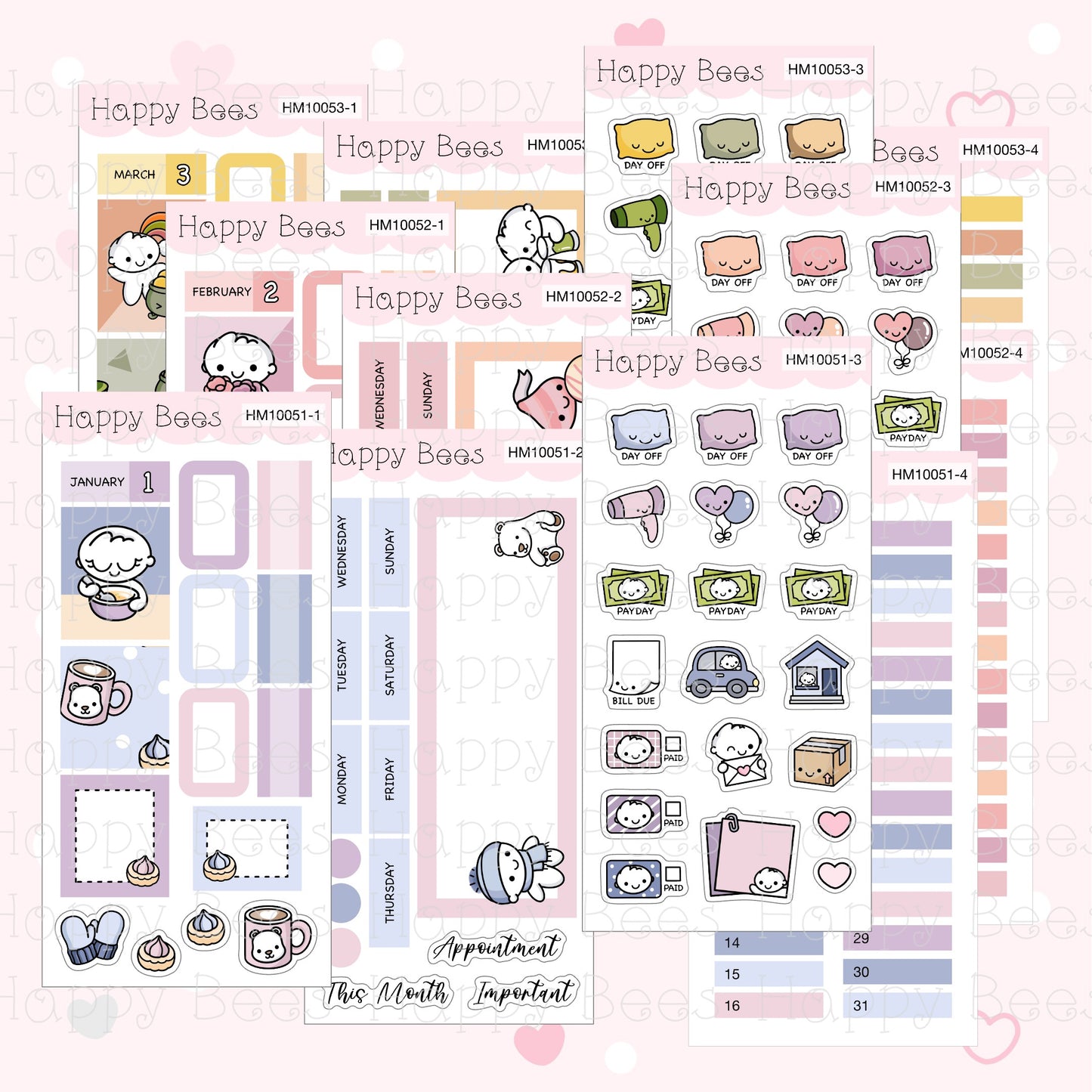 January to June - Hobonichi Weeks Monthly Planner Sticker Kit HM10051-53 / 55-57