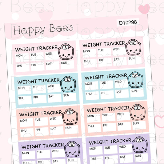 Weight Tracker Boxes - Cute Doodles Health Fitness Functional Planner Stickers D10298