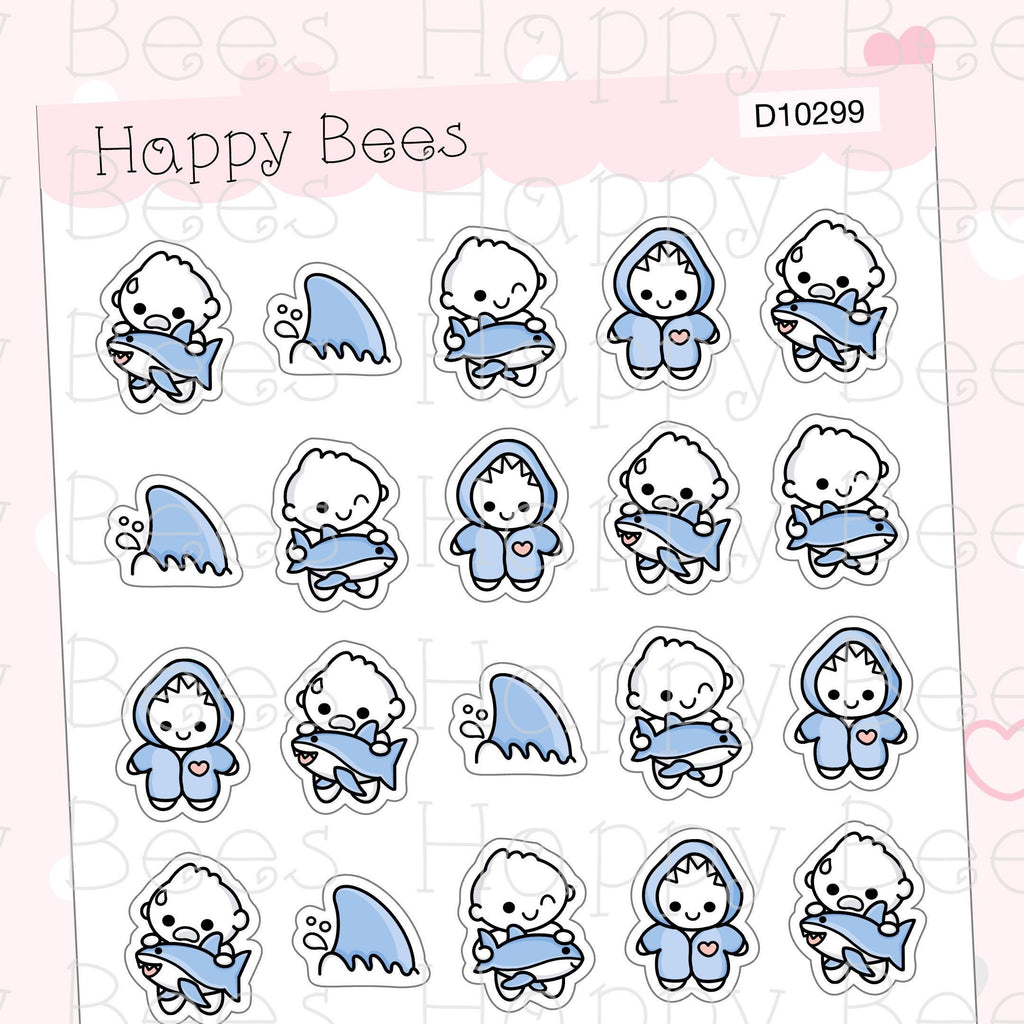 Shark Doodles - Cute Period Shark Week Planner Stickers D10299