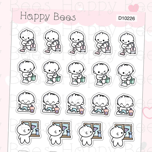 Chores Doodles Vol. 1 - Cute Cleaning Housework Planner Stickers D10226