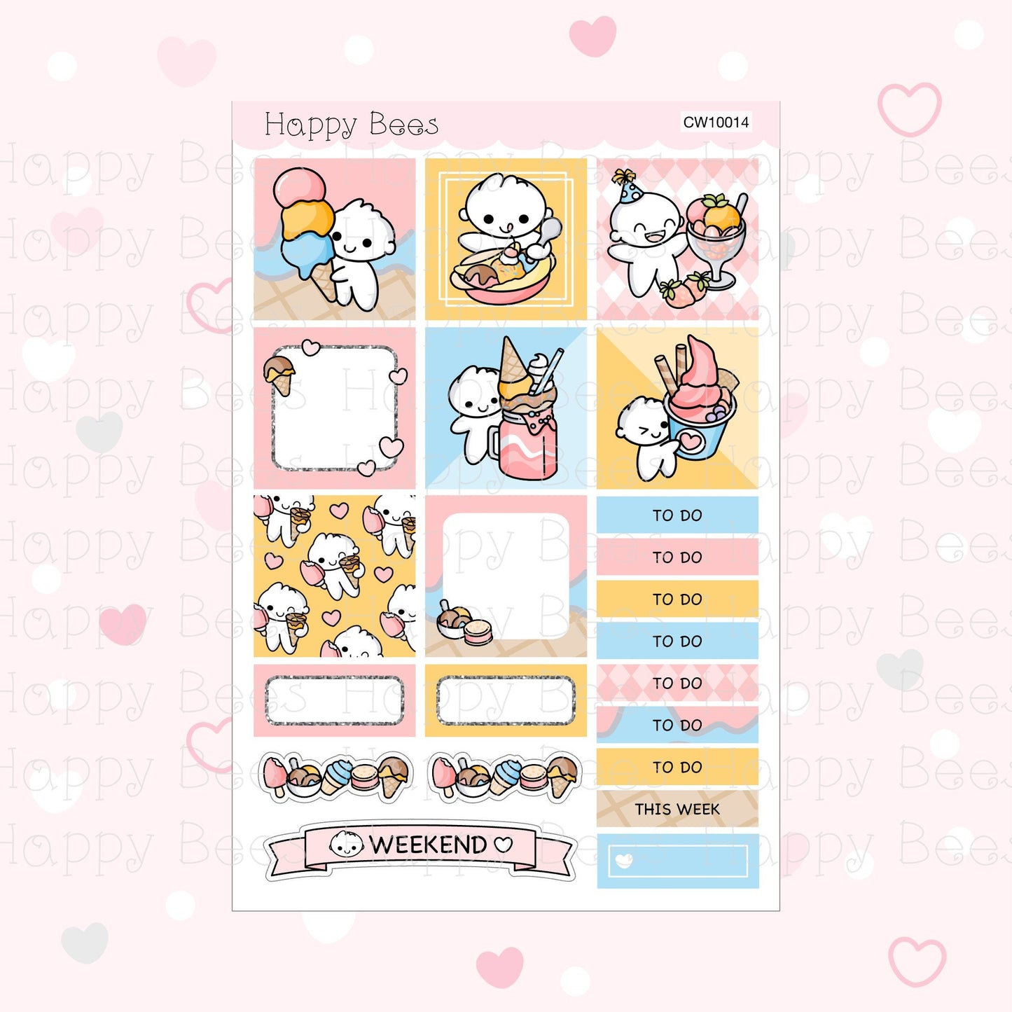 Ice Cream - Hobonichi Cousin Weekly Planner Sticker Kit CW10014