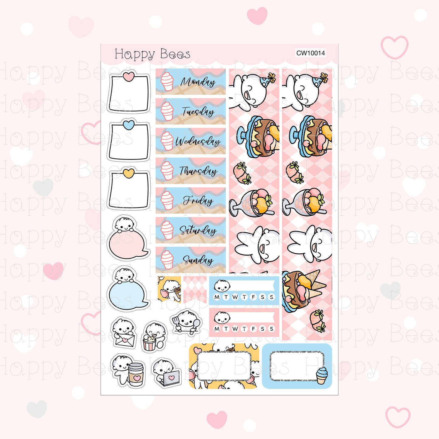 Ice Cream - Hobonichi Cousin Weekly Planner Sticker Kit CW10014