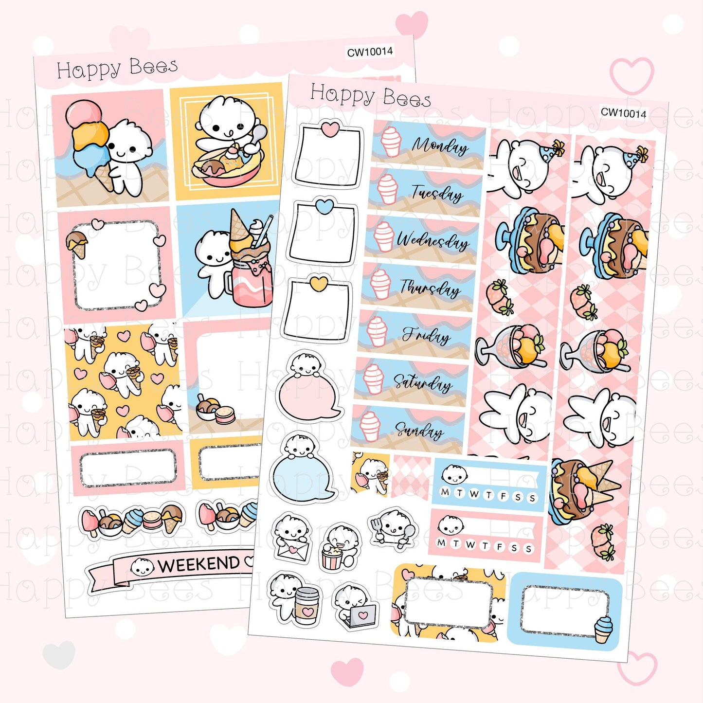 Ice Cream - Hobonichi Cousin Weekly Planner Sticker Kit CW10014