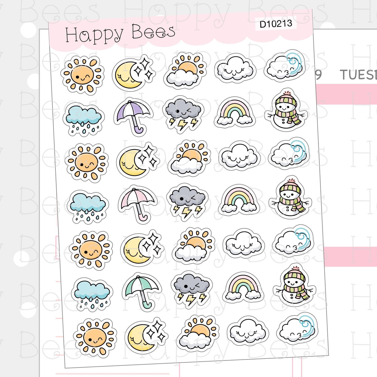 Weather Doodles - Cute Functional Planner Stickers D10213