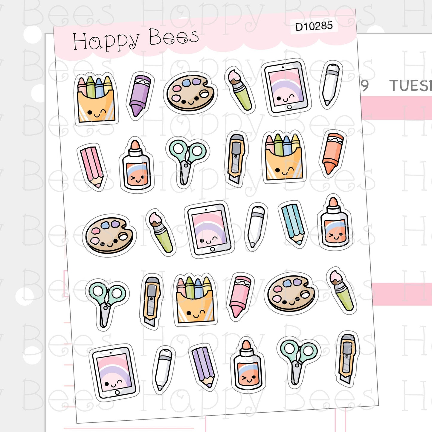 Art & Craft Doodles - Cute Kids Stationery Planner Stickers D10285