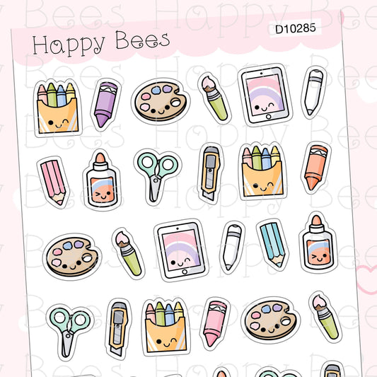 Art & Craft Doodles - Cute Kids Stationery Planner Stickers D10285