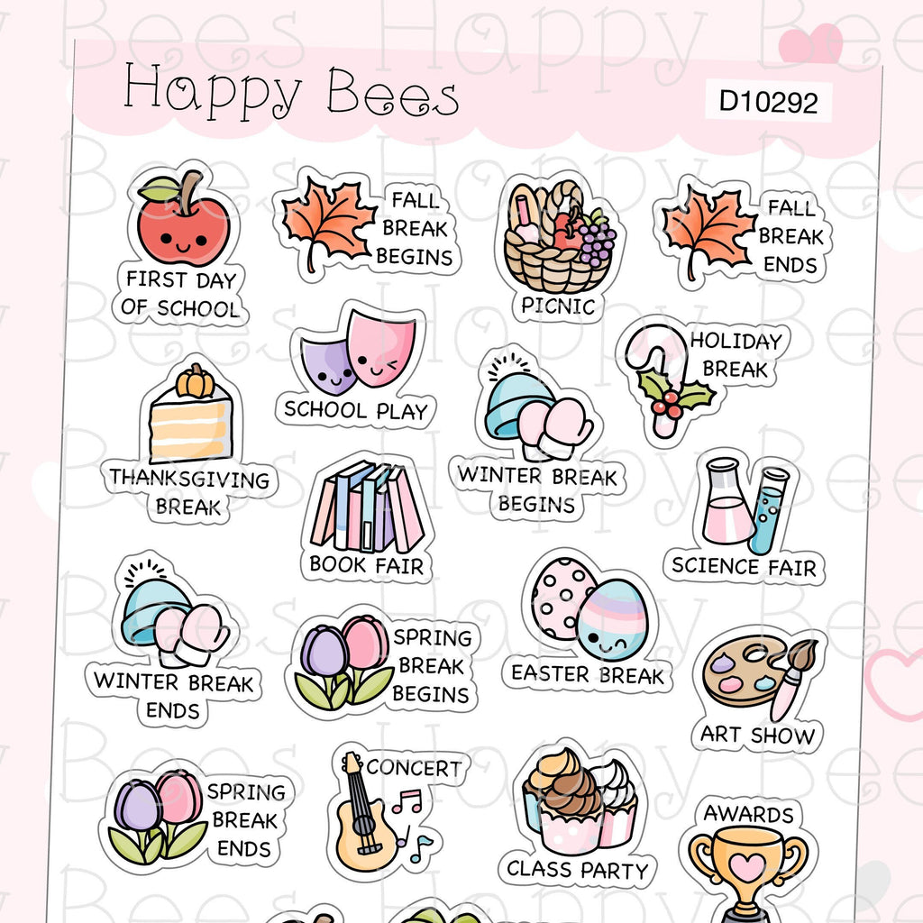 School Year Bucket List - Cute Planner Stickers D10292
