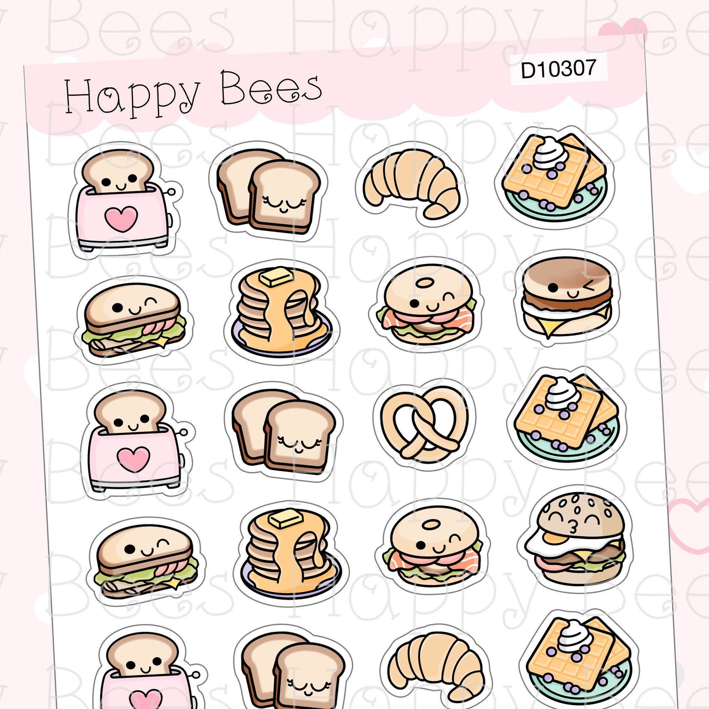 Bakery Doodles - Cute Food Bread Toast Sandwich Planner Stickers D10307