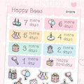 Birthday Countdown Boxes & Mini Doodles  - Cute Food Party Planner Stickers D10276