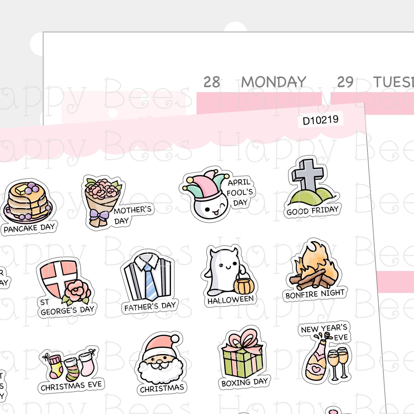 UK Festival & Holiday Doodles - Cute Functional Planner Stickers D10219