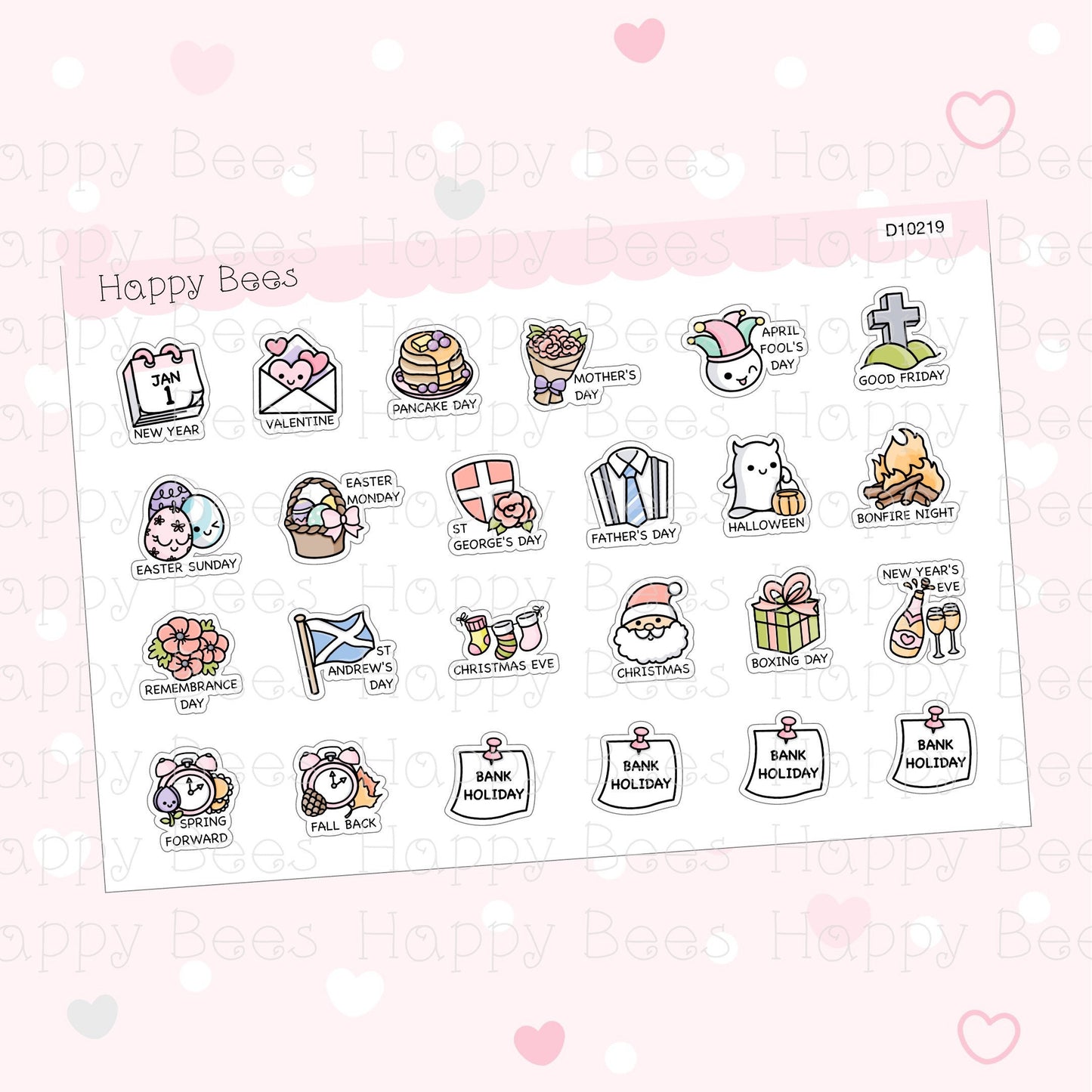 UK Festival & Holiday Doodles - Cute Functional Planner Stickers D10219