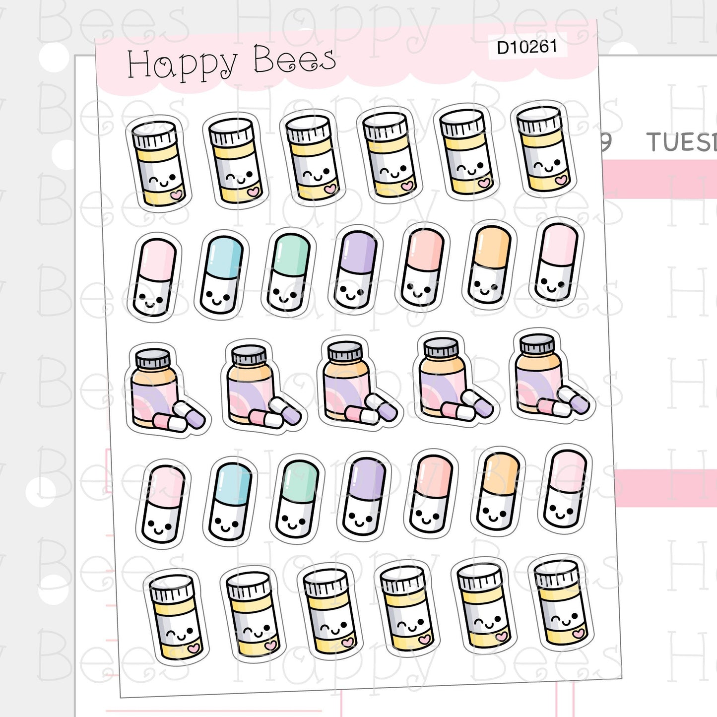 Medication Doodles - Cute Pills Sick Planner Stickers D10261