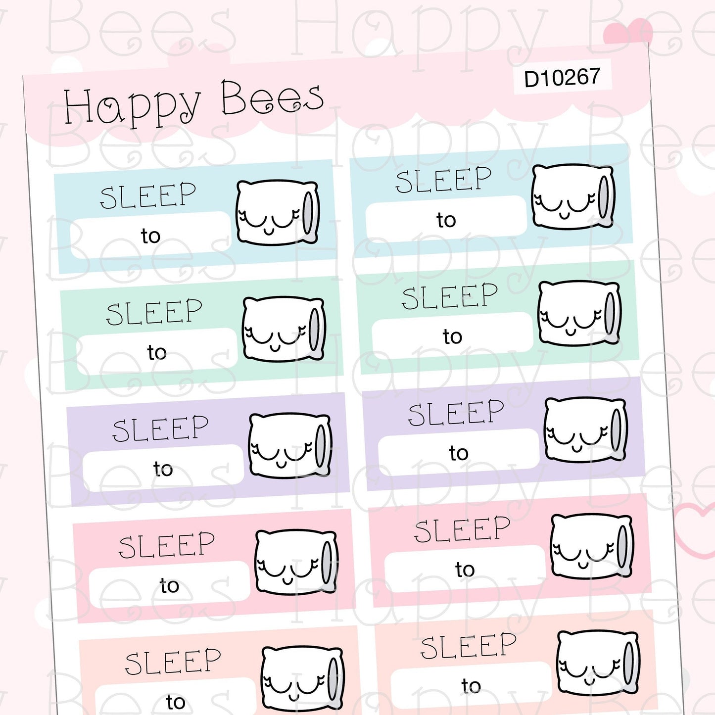 Daily Sleep Tracker Boxes - Cute Doodles Health Planner Stickers D10267