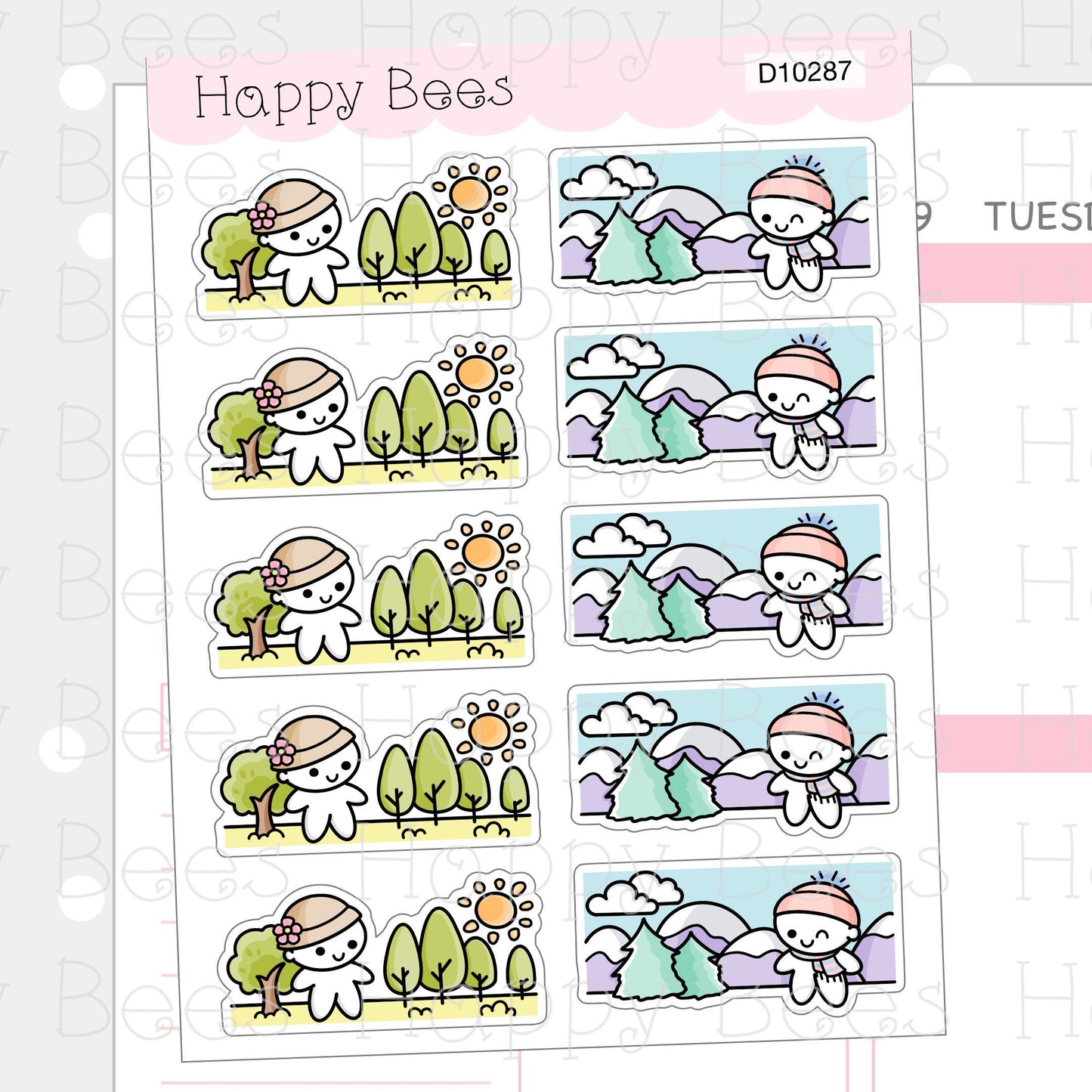 Go for a Walk Doodles - Cute Spring Winter Planner Stickers D10287