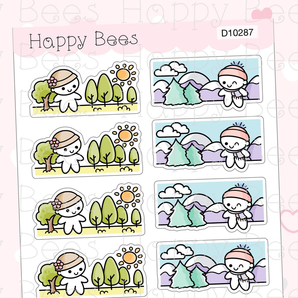 Go for a Walk Doodles - Cute Spring Winter Planner Stickers D10287