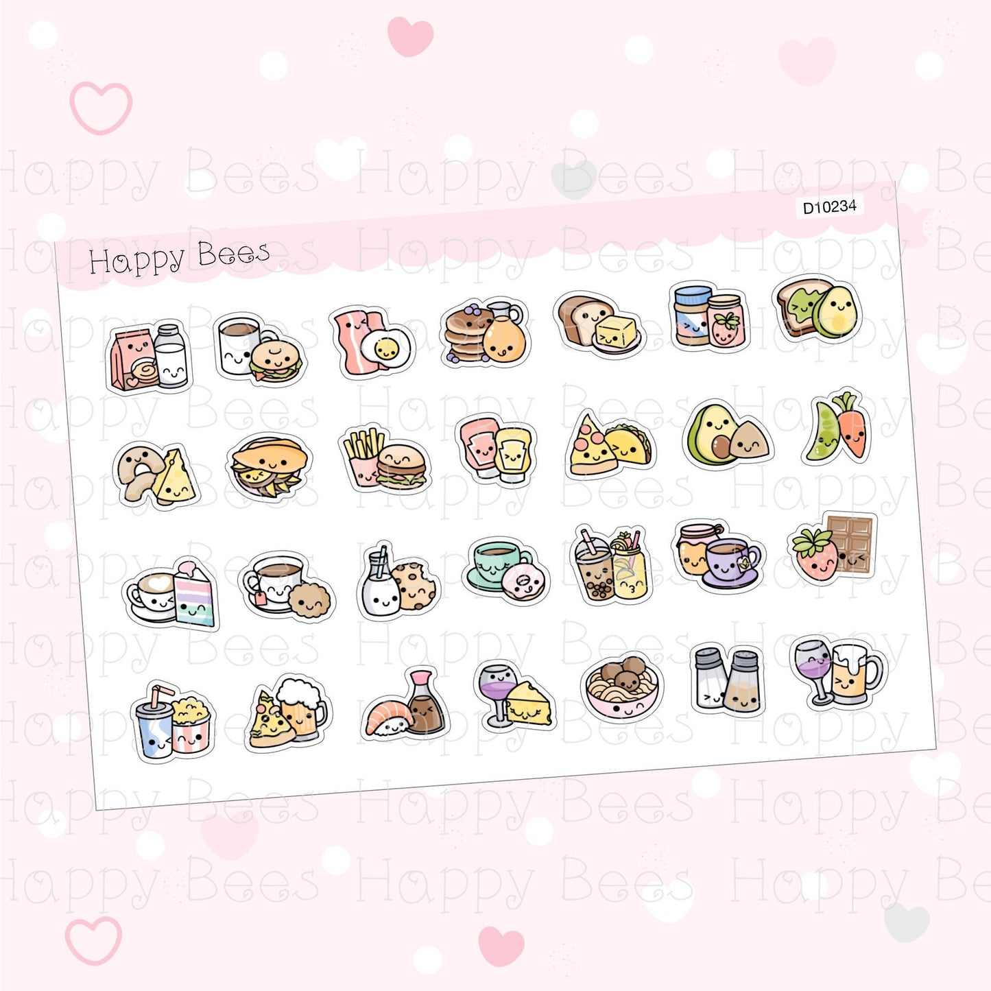 Perfect Pair Doodles - Cute Food Drinks Couples Planner Stickers D10234