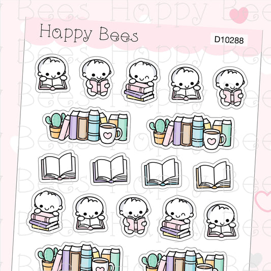 Reading Doodles & Dividers - Cute Books Planner Stickers D10288